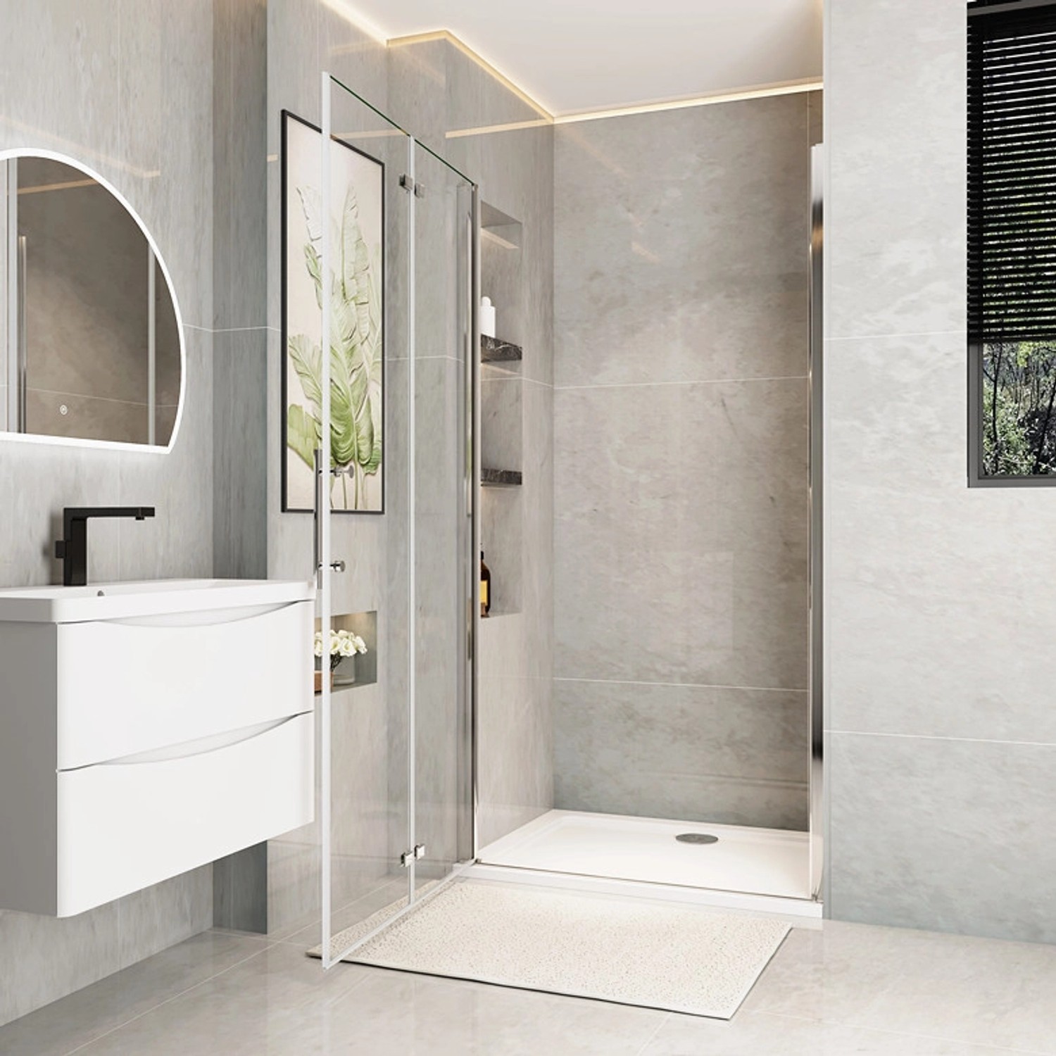 Duschparadies Duschtür Nischentür Falttür 70x185cm,Chrome,6mm Nano Glas Dusche_4