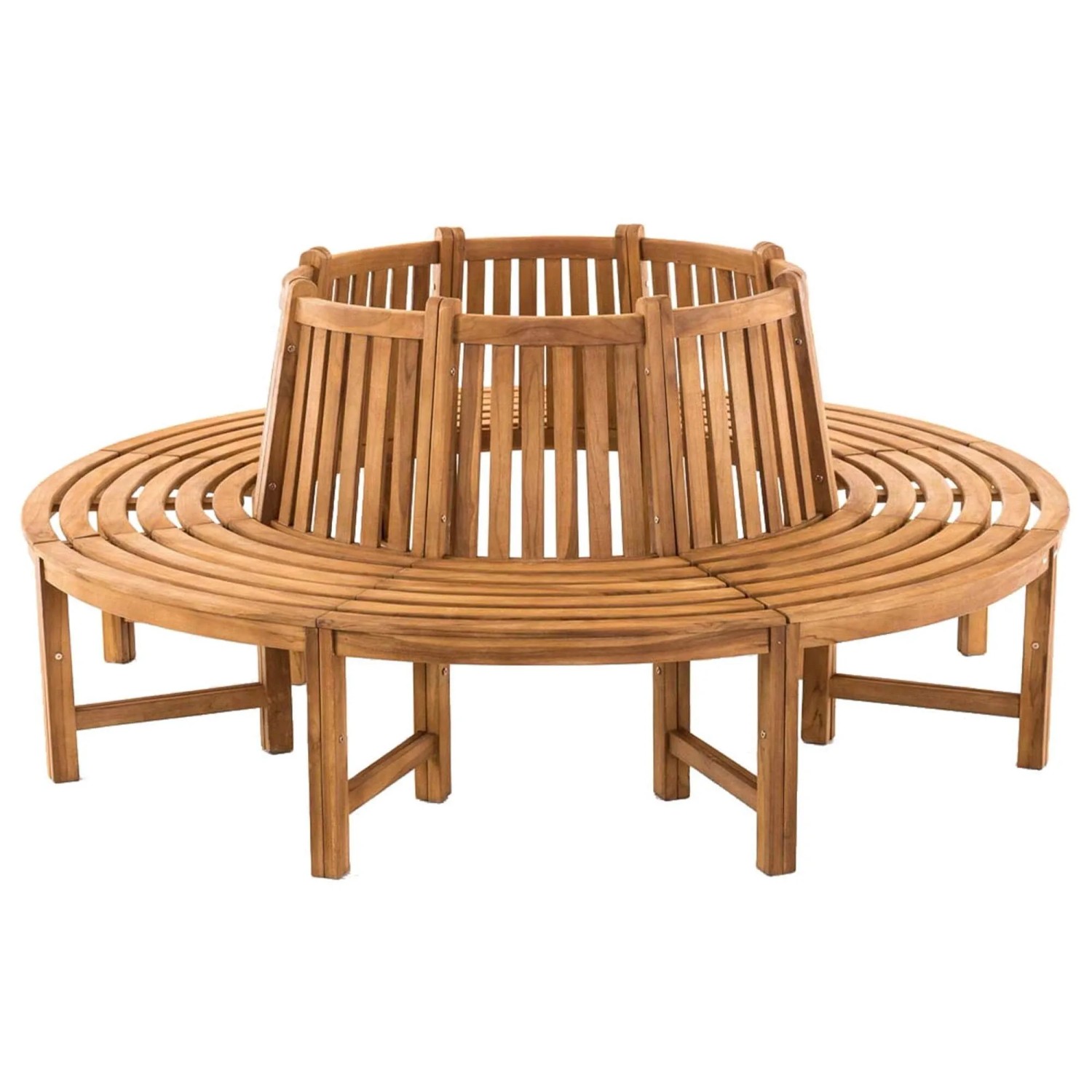 DELUKE Baumbank SUTOR Holz Teak 200x200x89,5cm Kreisrunde Sitzbank Mit Lehne Baumbank Gartenbank Für Baum