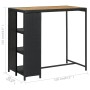 Schwarzer vidaXL Bartisch mit Regal, 120x60x110 cm, aus Poly Rattan und Akazienholz.