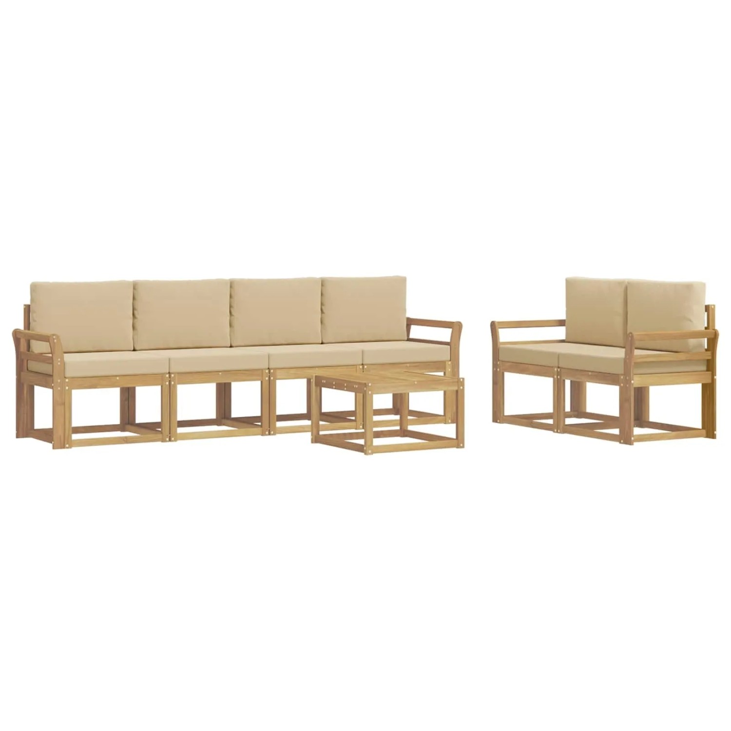 vidaXL Outdoor-Sofagarnitur mit Kissen 7-Tlg Weiß und Beige 3387282