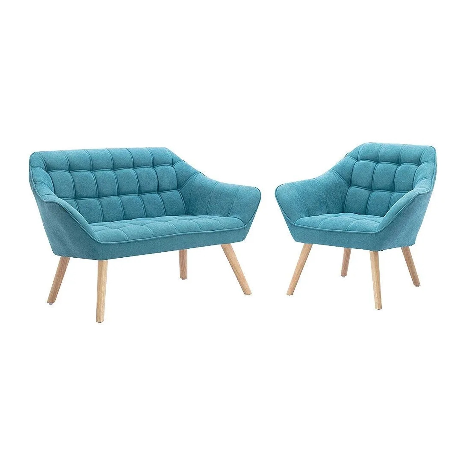Vente-unique Couchgarnitur Mit Sessel Caserta Türkisblau 127 cm  82 cm