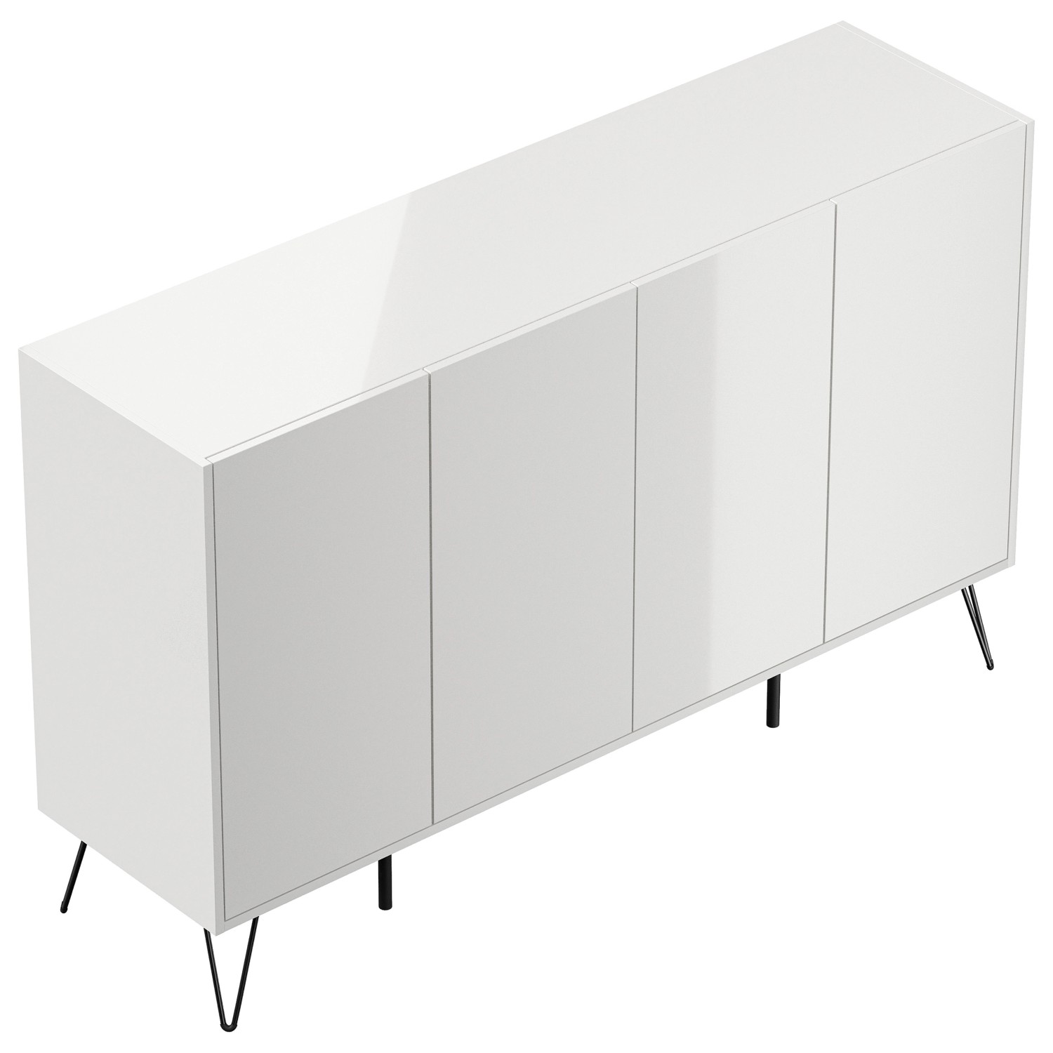 Posseik Sideboard Industrial P 4 Schubladen 4 Türen 155 cm Weiß Hochglanz günstig online kaufen