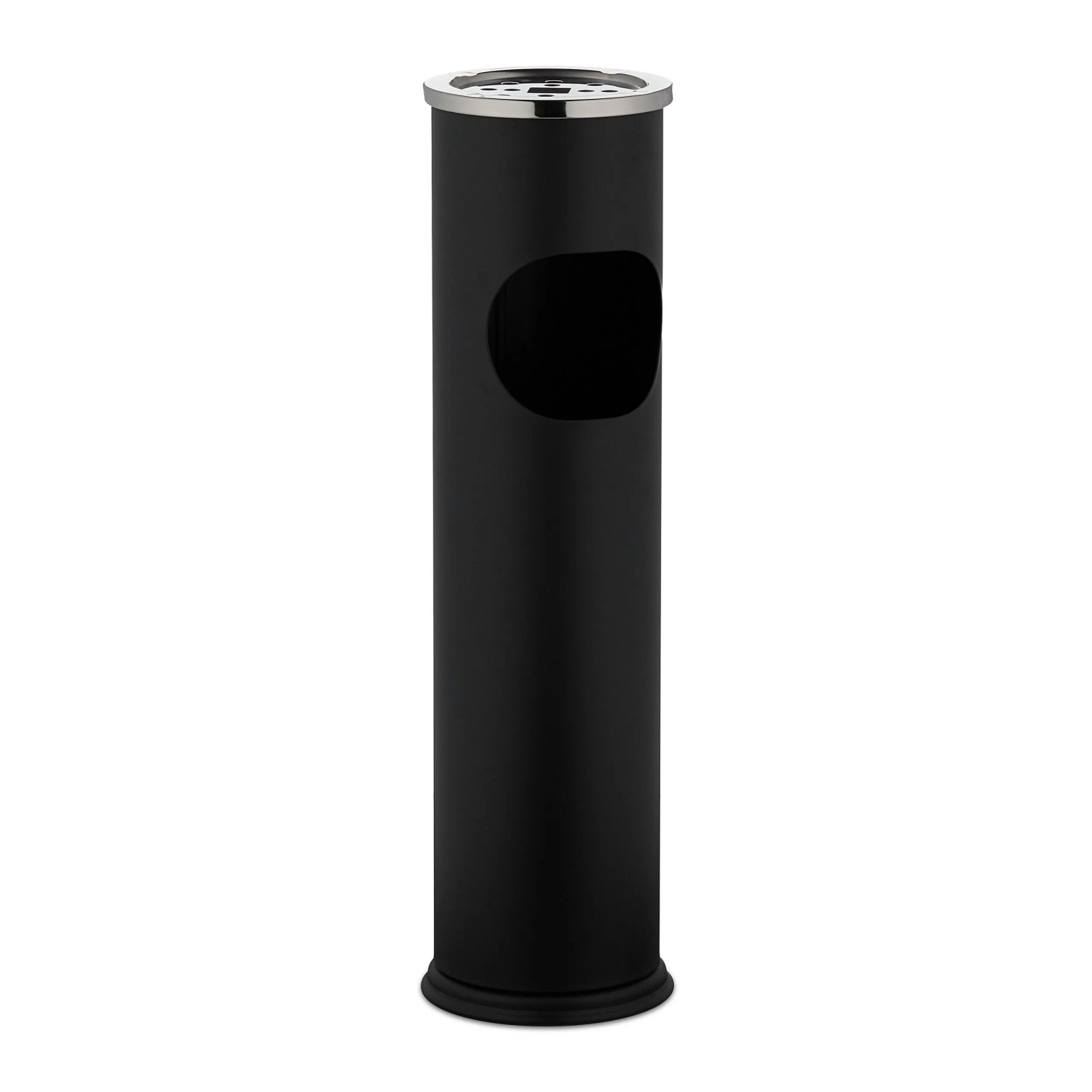 Relaxdays Standaschenbecher Eisen Edelstahl Schwarz mit Mülleimer 56 cm x 15,5 cm 1 kg