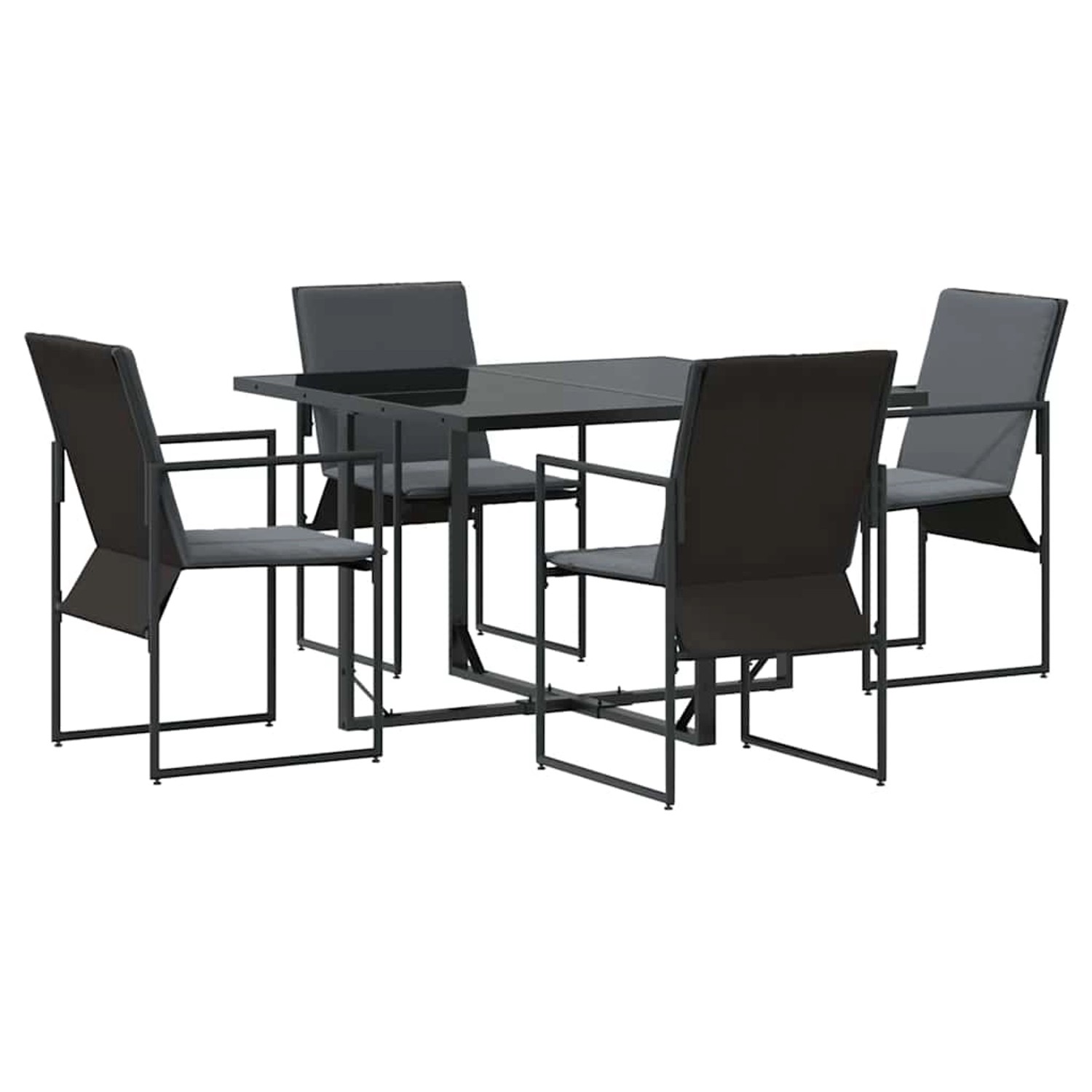 vidaXL Garten Essgruppe 5-Tlg Schwarz Stahl 3335858 günstig online kaufen