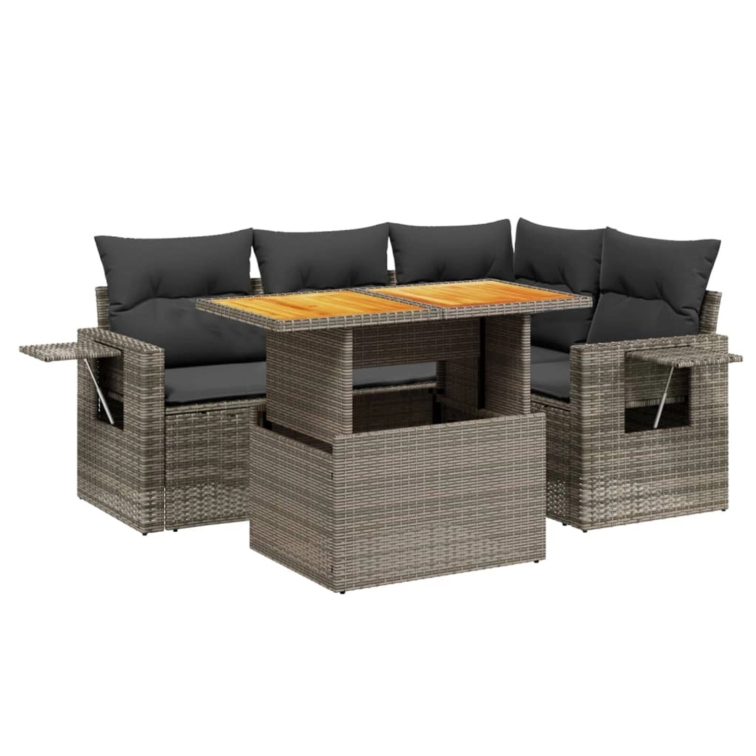 vidaXL 5-Tlg Garten-Sofagarnitur mit Kissen Grau Poly Rattan 3271739 günstig online kaufen