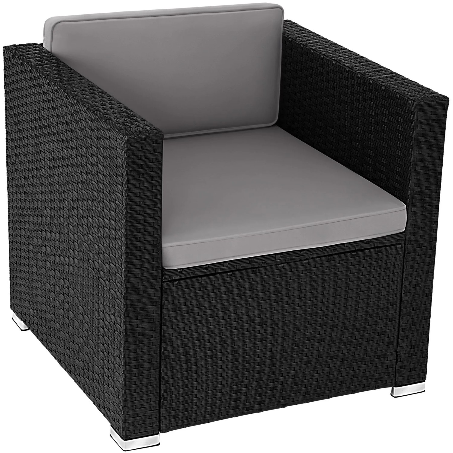 Tectake Rattansessel  Lignano Widerstandsfähig Uv Beständig  69 x 70 x 65 cm Schwarz