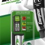 Energizer Mini Ladegerät mit 2 AA 2000 mAh Akkus. Kompaktes Akku-Ladegerät für unterwegs.