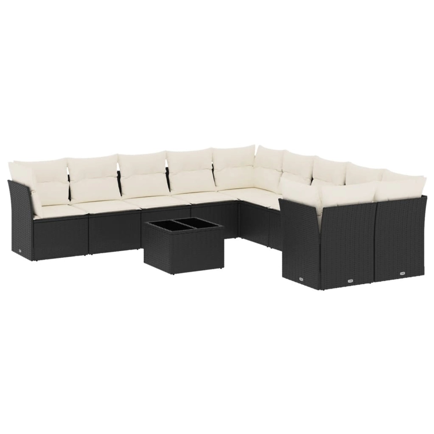 vidaXL 11-Tlg Garten-Sofagarnitur mit Kissen Schwarz Poly Rattan 3250085 günstig online kaufen