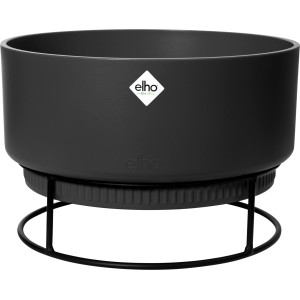 Schwarze Elho Blumenschale B.for Studio Ø 30 cm mit Metallrahmen für den Innenbereich.