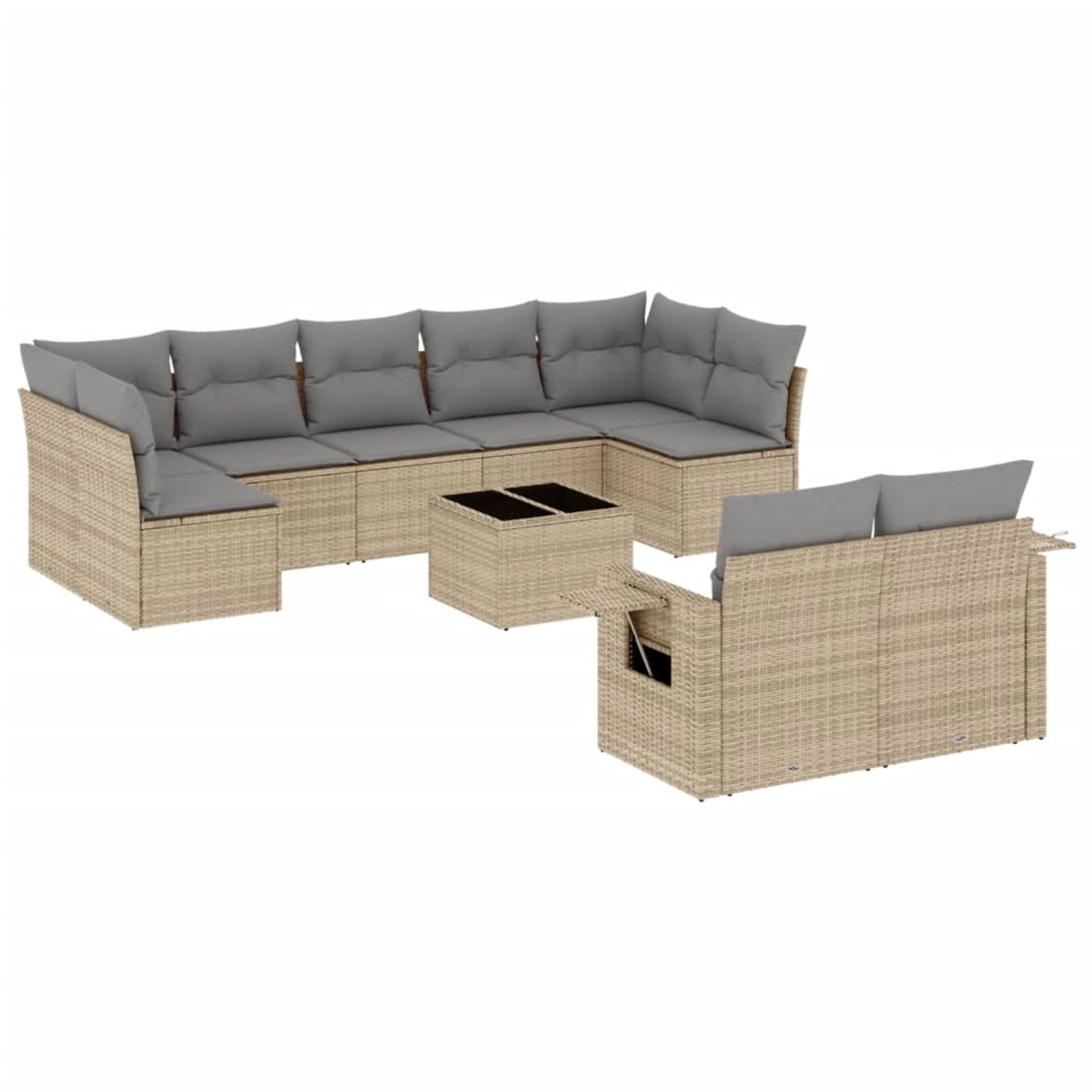 vidaXL 10-Tlg Garten-Sofagarnitur mit Kissen Beige Poly Rattan 3252966 günstig online kaufen