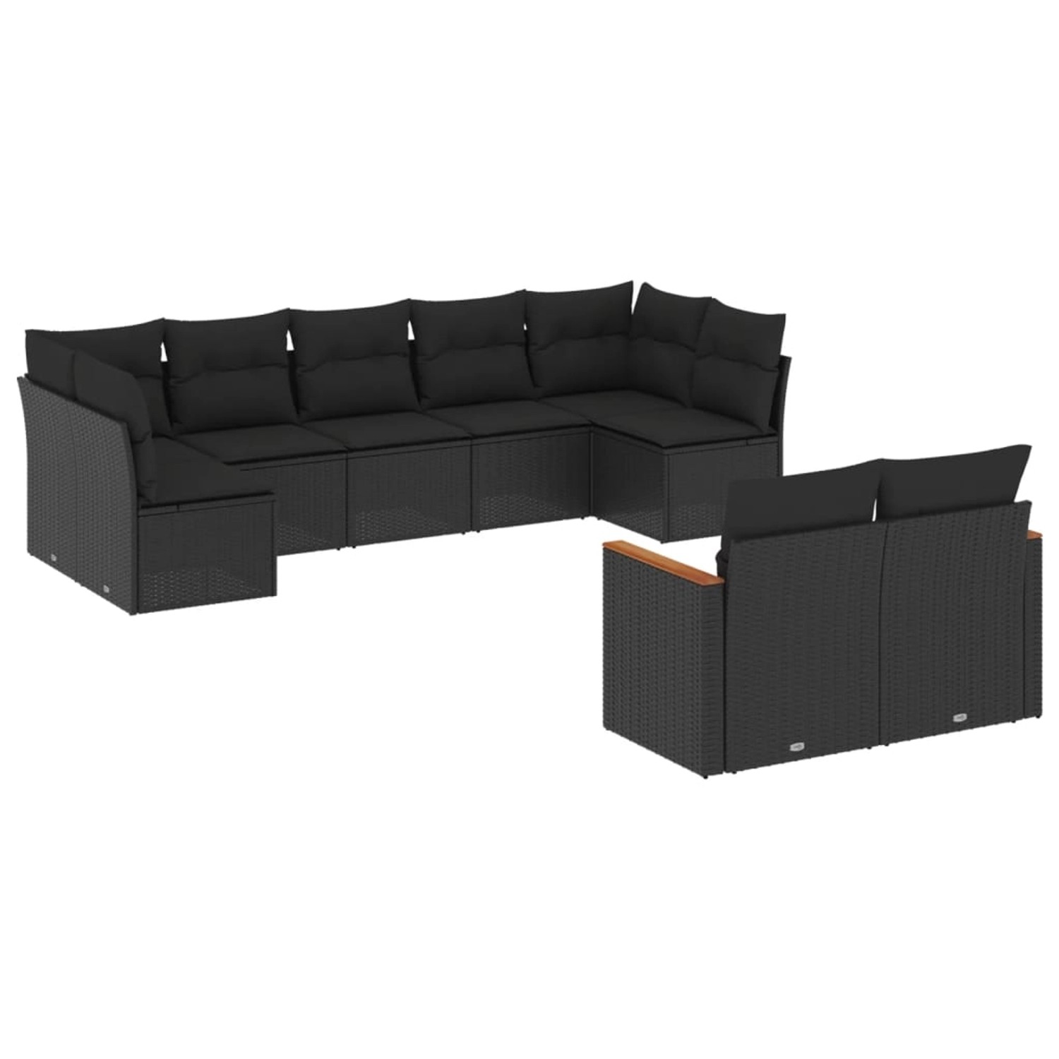 vidaXL 9-Tlg Garten-Sofagarnitur mit Kissen Schwarz Poly Rattan 3226286 günstig online kaufen