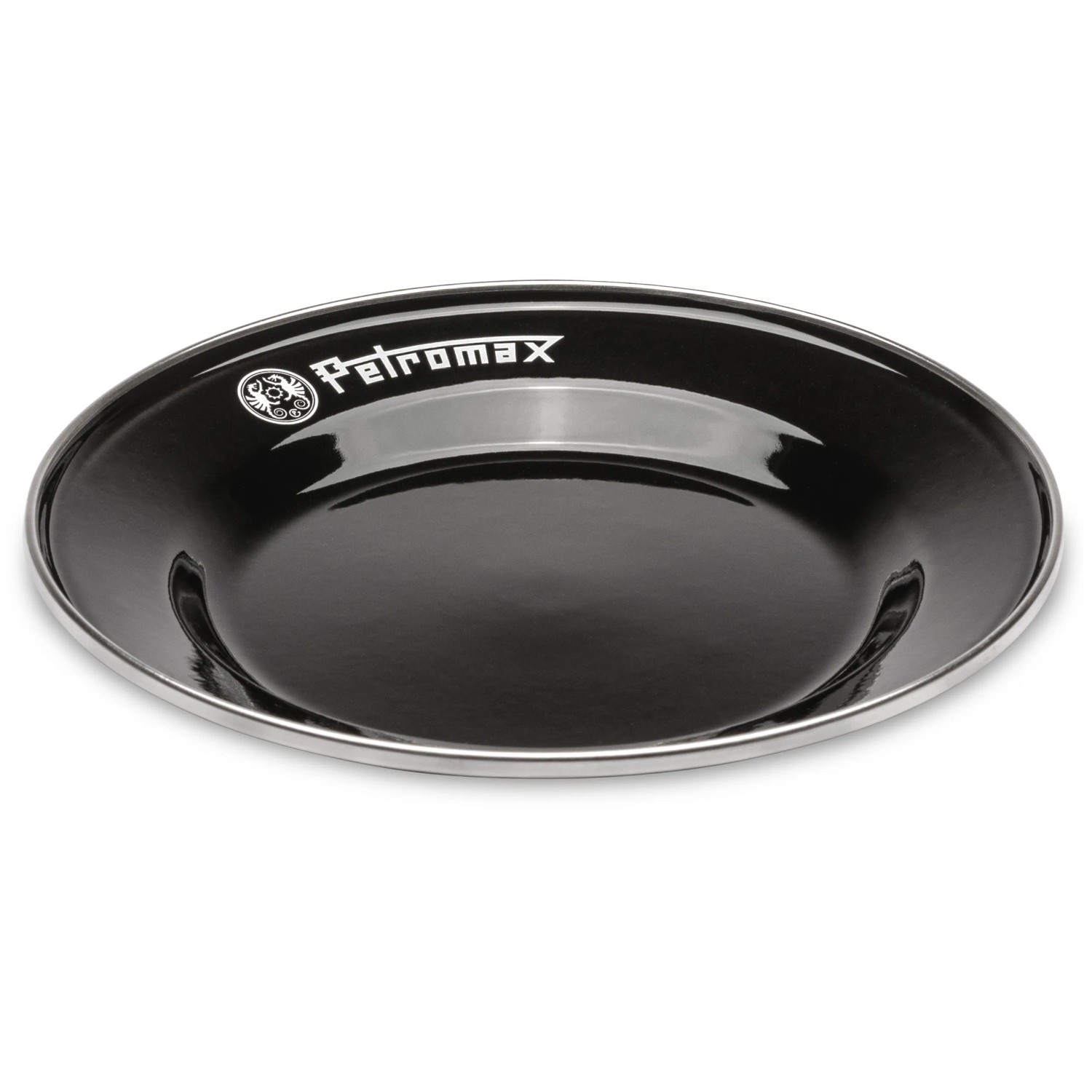 2er-Set Petromax Emaille Teller, schwarz, 26 cm. Grillutensil mit robustem Edelstahlrand.