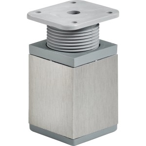 Hettich Möbelfuß, eckig, 60-75 mm, Stahl Edelstahl-Optik, höhenverstellbar.