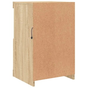 vidaXL Beistellschrank Sonoma Eiche mit LED, Büroschrank, 41x37x67cm, Rückansicht.