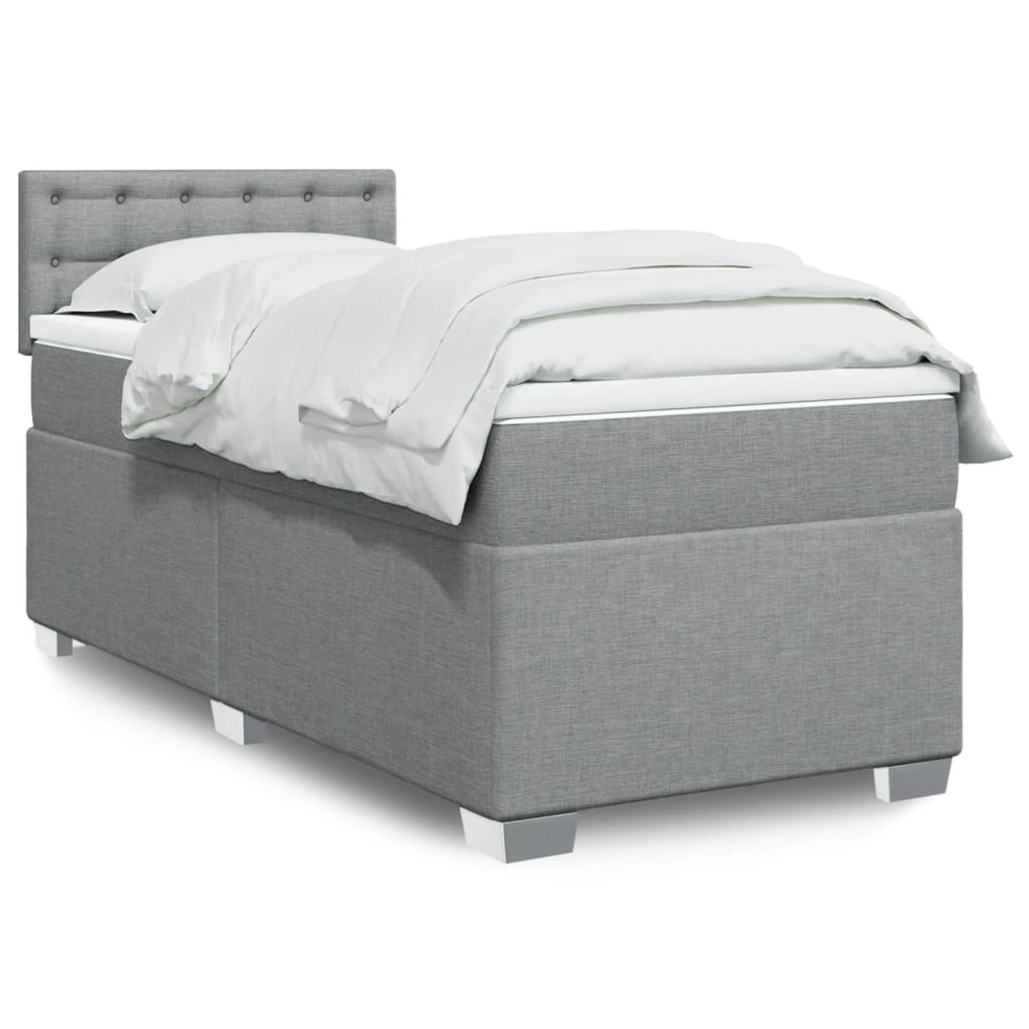 vidaXL Boxspringbett mit Matratze Hellgrau 100x200 cm Stoff 3288113 günstig online kaufen