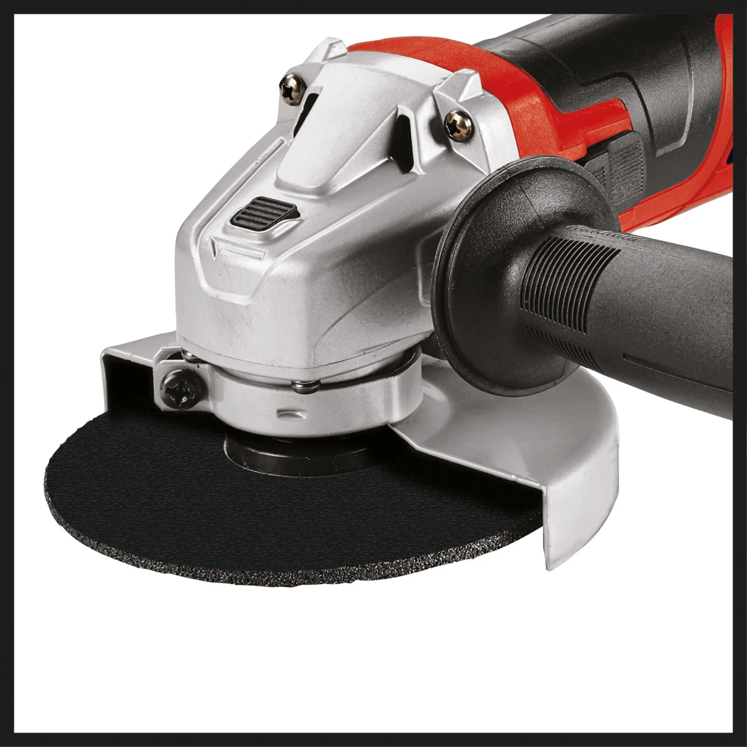 Einhell Winkelschleifer TC-AG 125/850 mit Scheibe und Zusatzhandgriff.