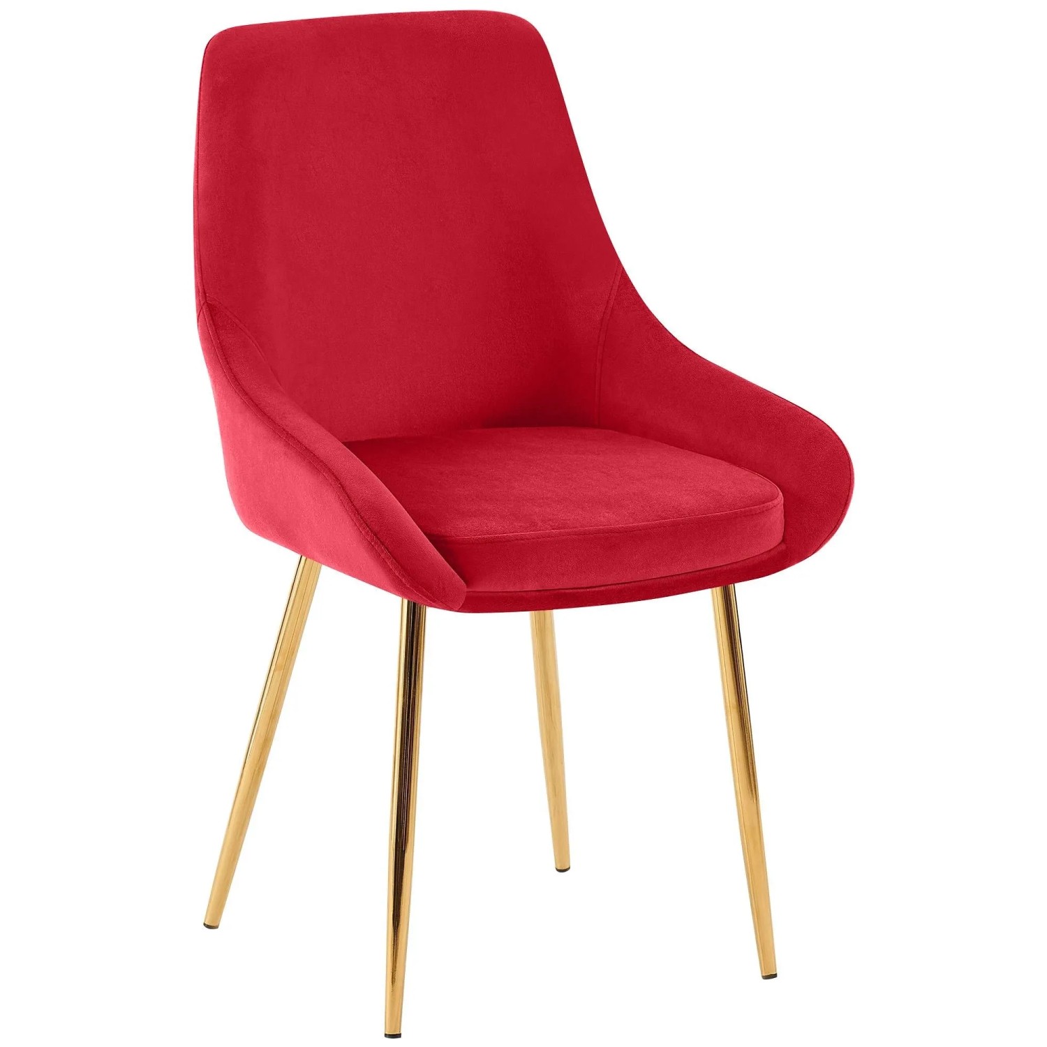 DELUKE Esszimmerstuhl PUNAR Samt Rot 50x53x86cm Gold Essstühle Esszimmerstühle Küchenstühle Wohnzimmerstühle