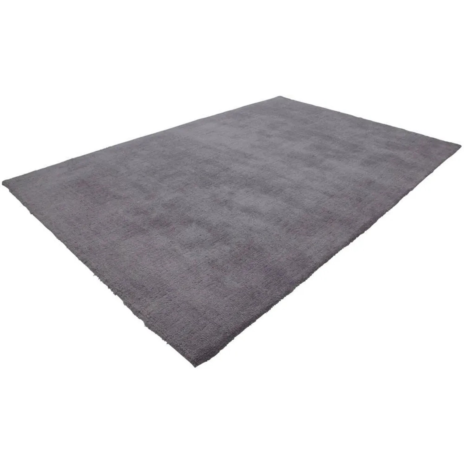 Lalee Kurzflorteppich Velluto 400 in Silber, 80x150 cm. Weicher, handgefertigter Teppich für Wohnzimmer und Schlafzimmer.