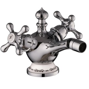 PaulGurkes Bidet Armatur Nostalgie Antik Zweigriffmischer Aufputzarmatur Retro