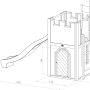 Axi Arthur Spielhaus mit Rutsche, Braun-Rot, 110x319x195cm, Detailzeichnung.