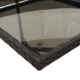 Detailansicht der schwarzen Glasplatte und des Rattan-Rahmens der vidaXL Garten-Essgruppe.