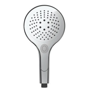 Wenko Handbrause Basic, chromfarbener Duschkopf aus Kunststoff mit verschiedenen Strahlarten.