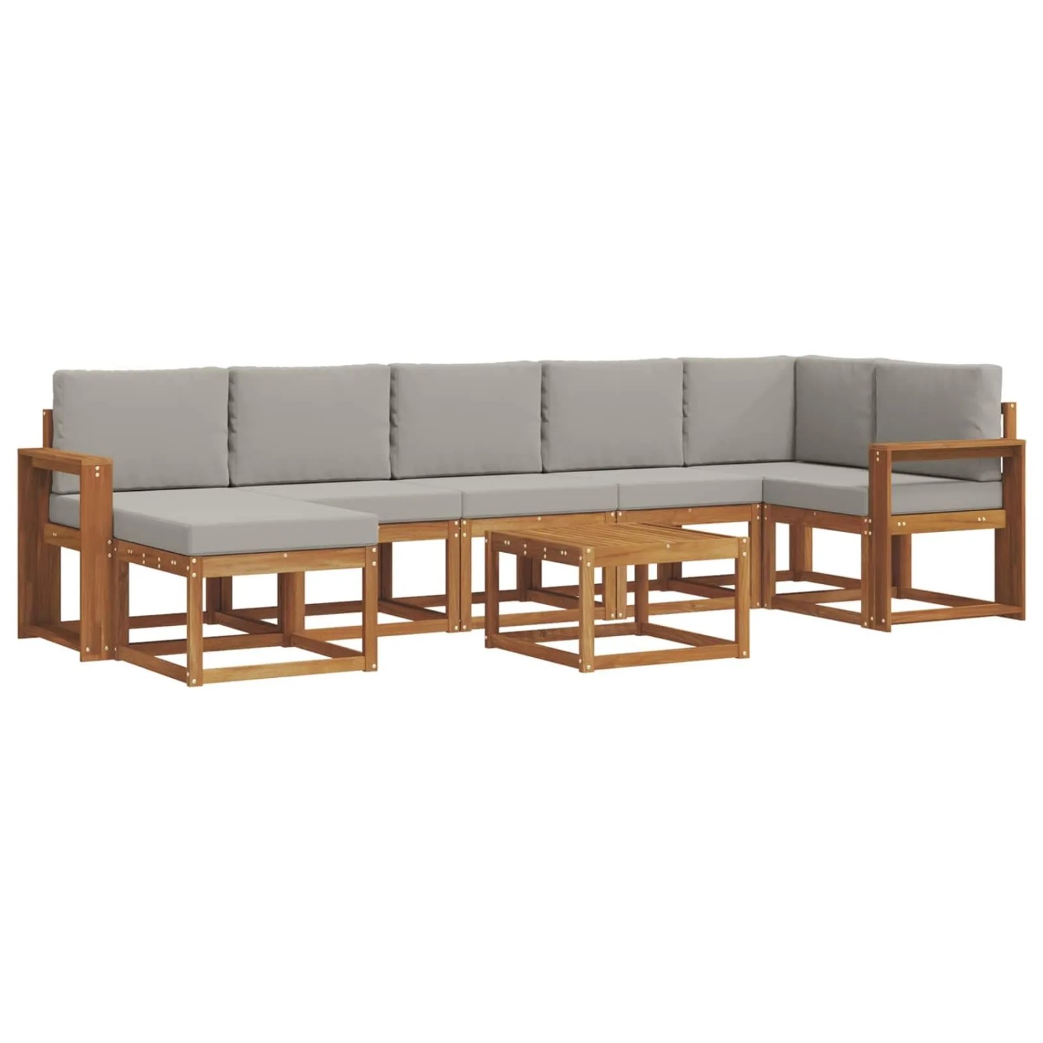vidaXL Outdoor-Sofagarnitur mit Kissen 8-Tlg Natur und Hellgrau 3366749