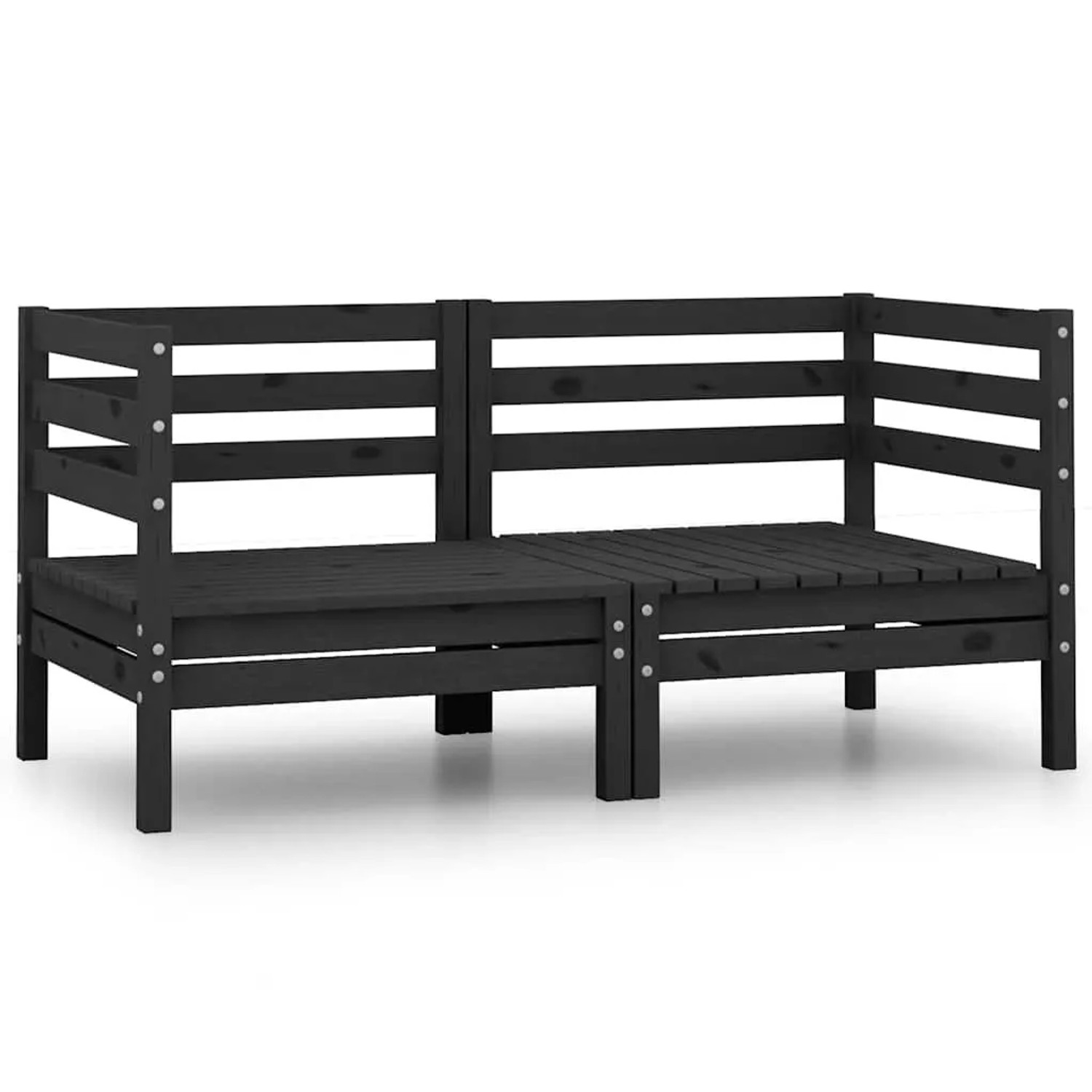 vidaXL Garten-Ecksofas 2 Stk Schwarz Massivholz Kiefer 806586