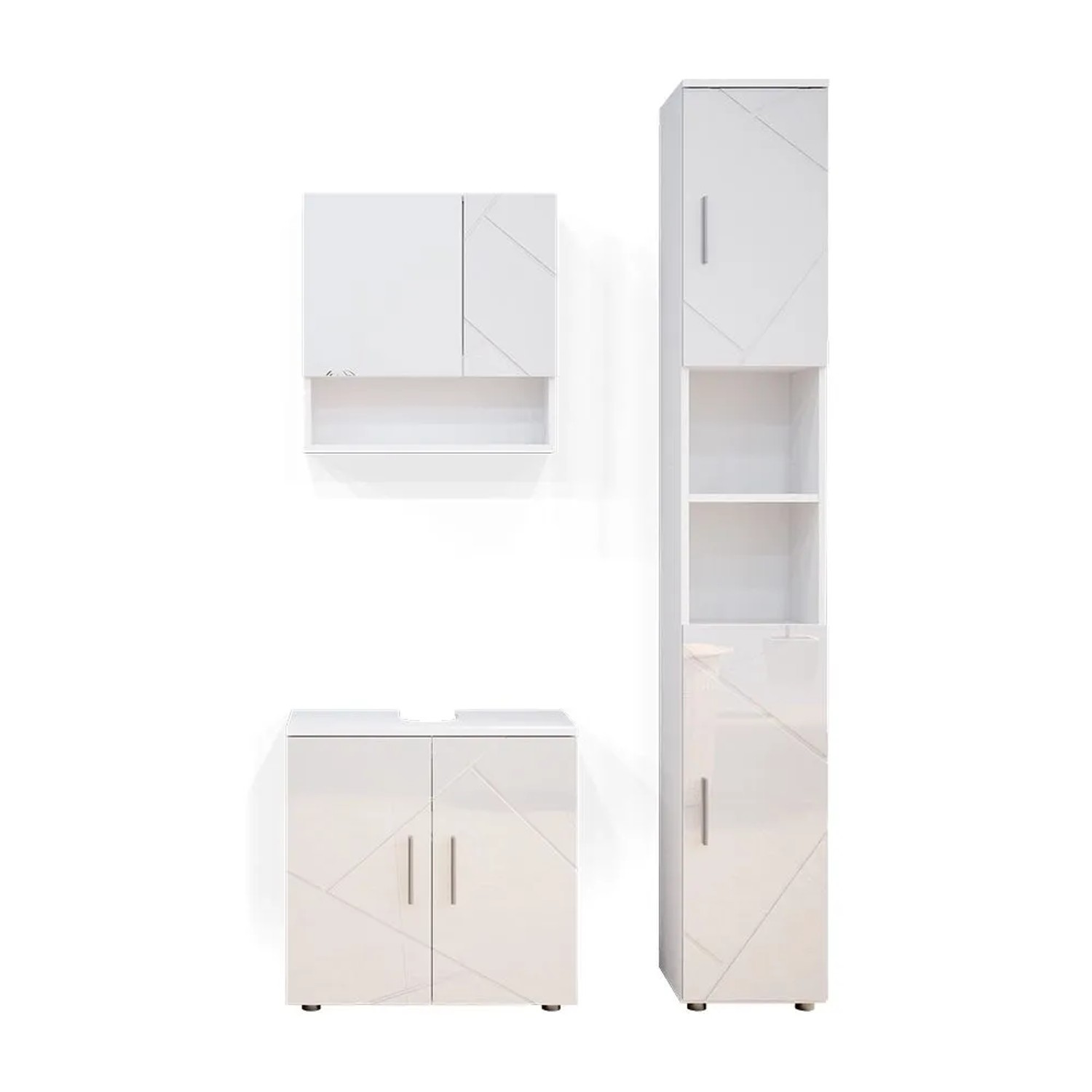 Vicco Badmöbel-Set Irma Weiß Hochglanz 60 x 59 3-teilig