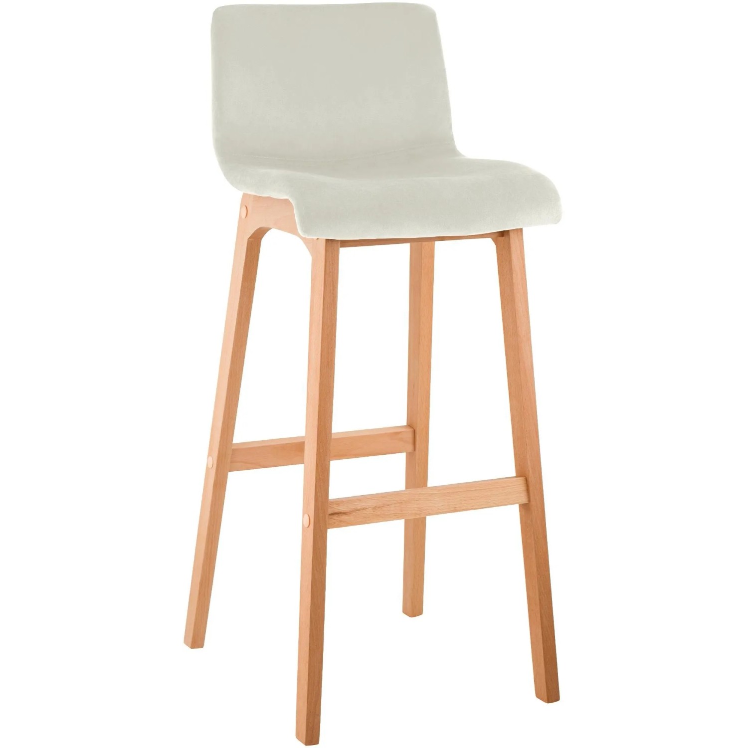 DELUKE Barhocker TENAR Samt Creme 41x46x101cm Braun Barstuhl Mit Lehne Tresenhocker Tresenstuhl