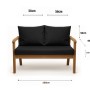 Schwarzes Setgarden Bankkissen-Set für 2-Sitzer Gartenbank, bestehend aus Sitz- und Rückenkissen.