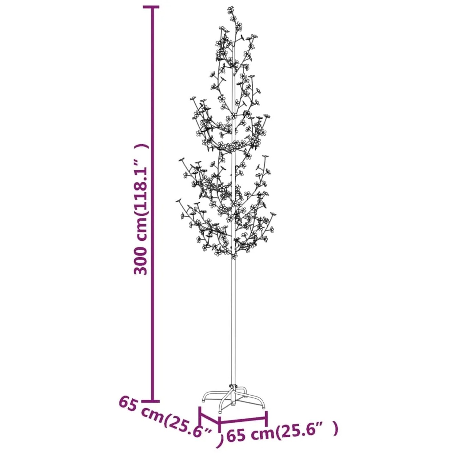 LED-Baum mit Kirschblüten, warmweiß, 300 cm hoch, für festliche Beleuchtung im Innen- und Außenbereich.