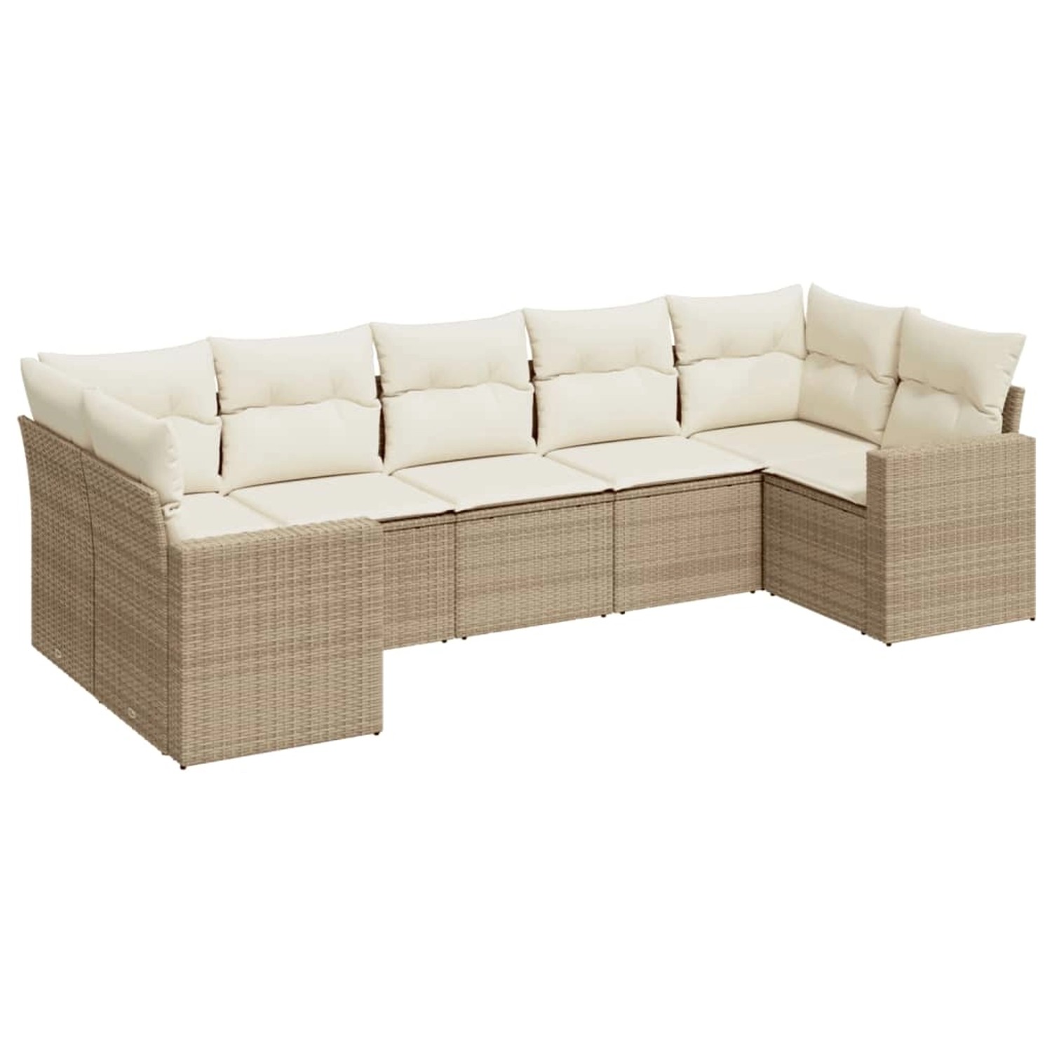 vidaXL 7-Tlg Garten-Sofagarnitur mit Kissen Beige Poly Rattan 3219378 günstig online kaufen