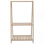 Bambus Standgarderobe mit Kleiderstange und zwei Lattenrost-Ablagen in Naturholzoptik. Offenes Design für Garderoben.