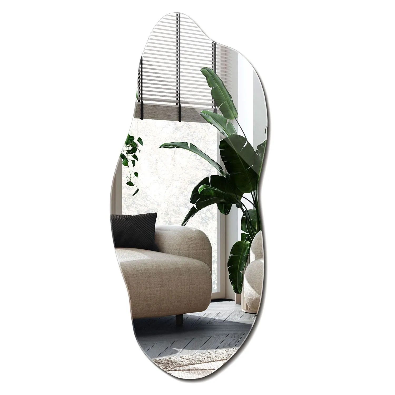 Wallfluent Organische Spiegel 45x100 Cm Scandi Spiegel Asymmetrisch Wand Garderobenspiegel Unregelmäßig