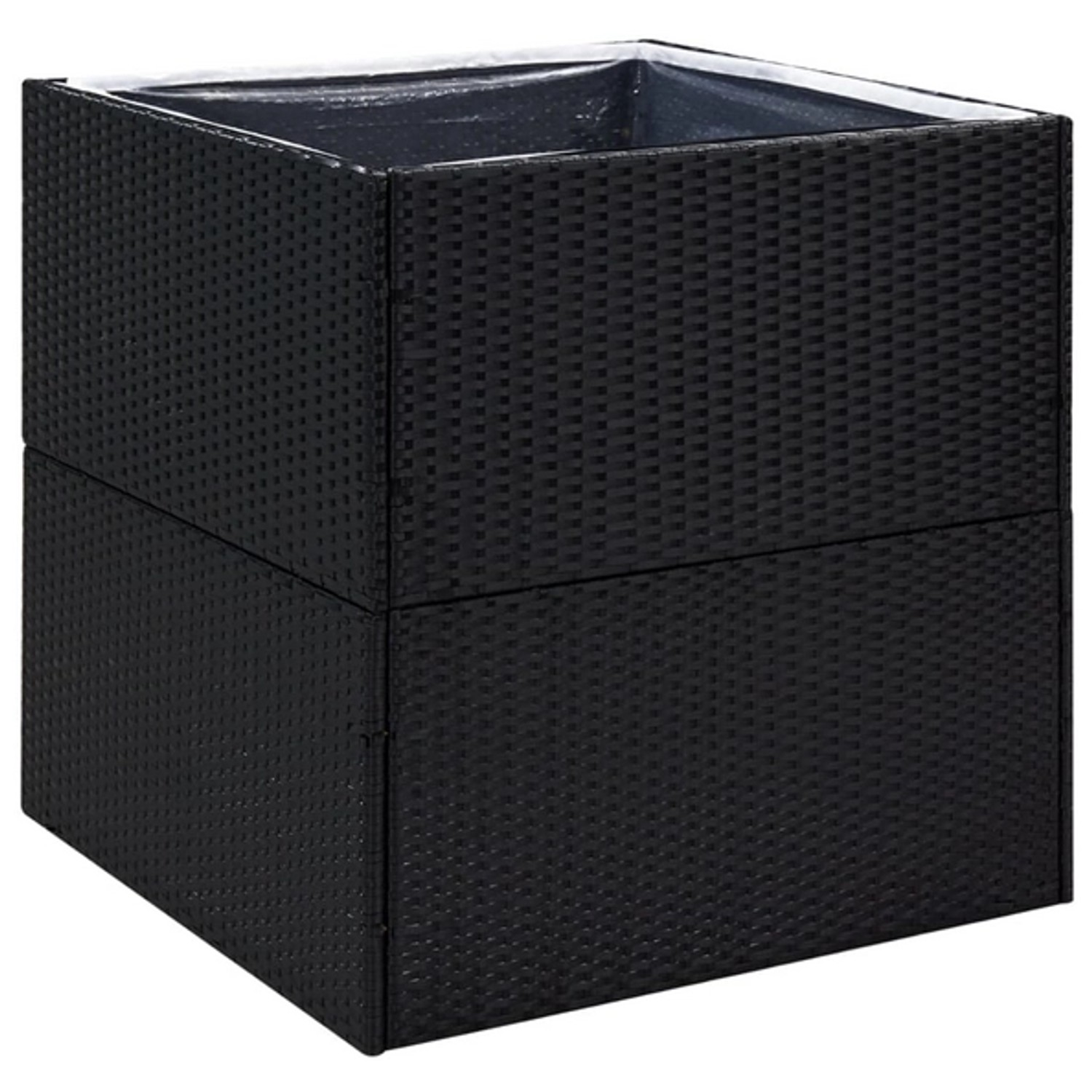 vidaXL Pflanzkübel Schwarz 80x80x80 cm Poly Rattan 1097360