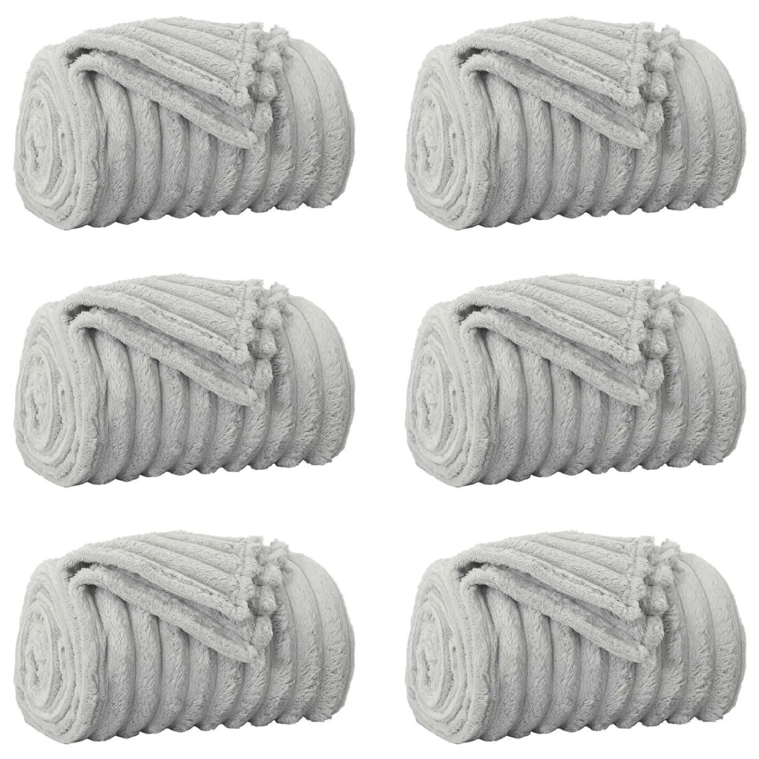 vidaXL Wohndecken 6 Stück Grau 240 x 220 cm Fleece 42016879