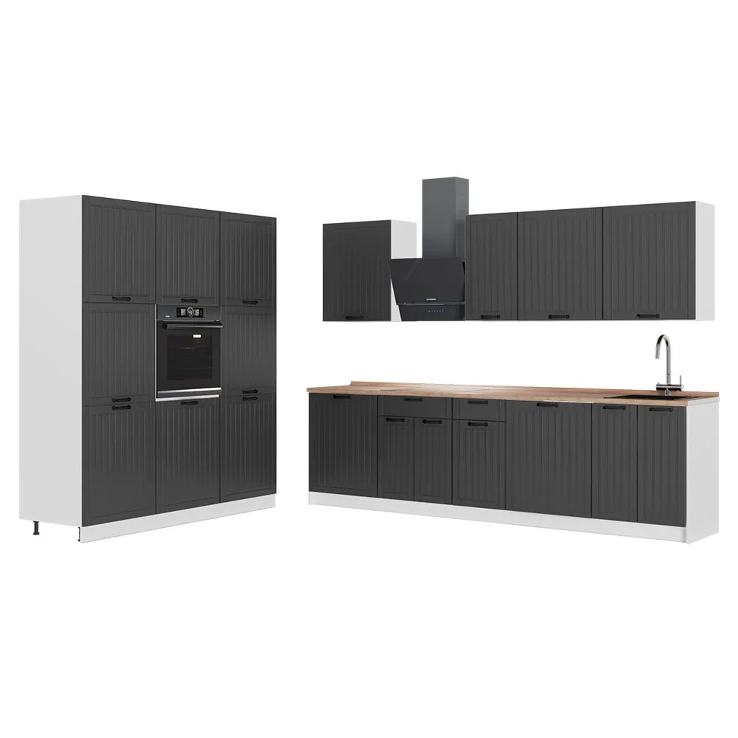 Vicco Küchenzeile Fame-Line Dunkelgrau/Weiß 460 x 207 AP Eiche Art Nr 63822
