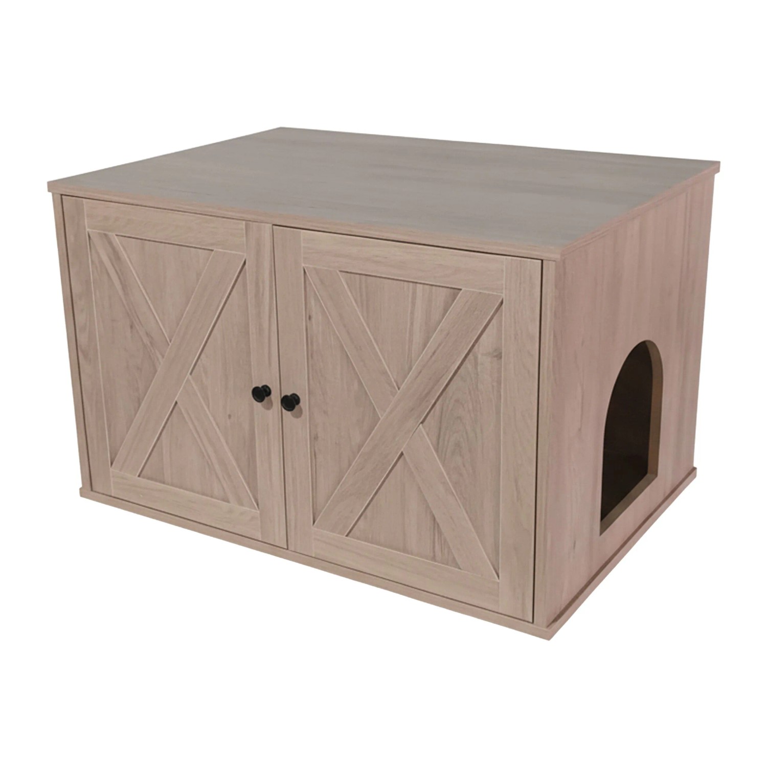 Relaxdays Katzenschrank Mdf Hellgrau Mit Trennwand 50 Cm X 80 Cm X 53 Cm