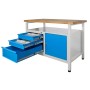PROREGAL Werkbank Rhino mit Schubladen, Tür und Ablagefläche, lichtgrau/lichtblau.