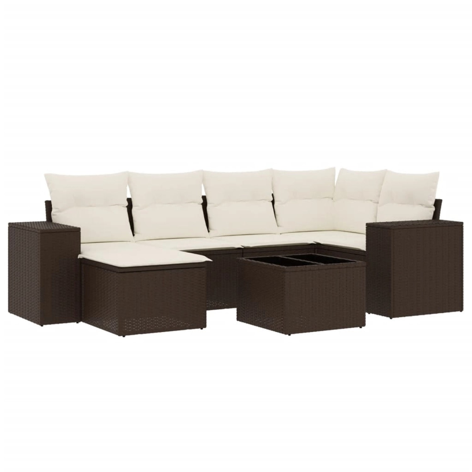 vidaXL 7-Tlg Garten-Sofagarnitur mit Kissen Braun Poly Rattan 3255210 günstig online kaufen