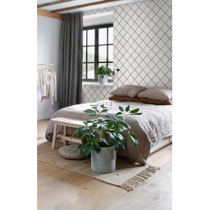 ESTAhome Vliestapete mit orientalischem Berberteppich-Motiv in Schwarz-Weiß. Geometrisches Muster für stilvolle Schlafzimmer.