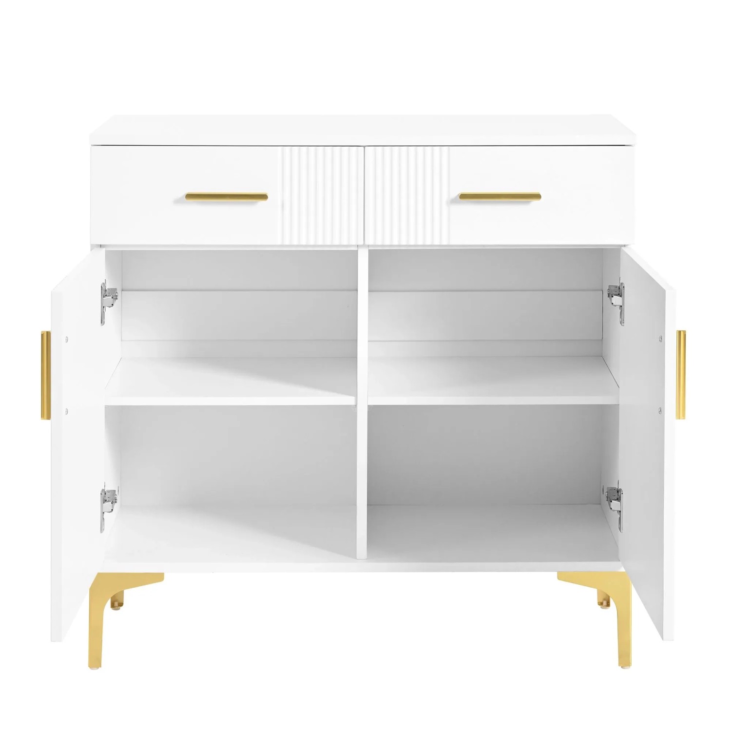 okwish Sideboard mit 2 Türen Schubladen Wohnzimmer 80x35x79cm Weiß