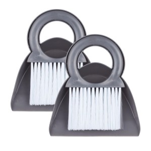 Relaxdays Tischkehrset 2er Set Kunststoff Grau Weiß Steckbar Aufhängbar 19 cm x 18 cm x 4,5 cm 110 g