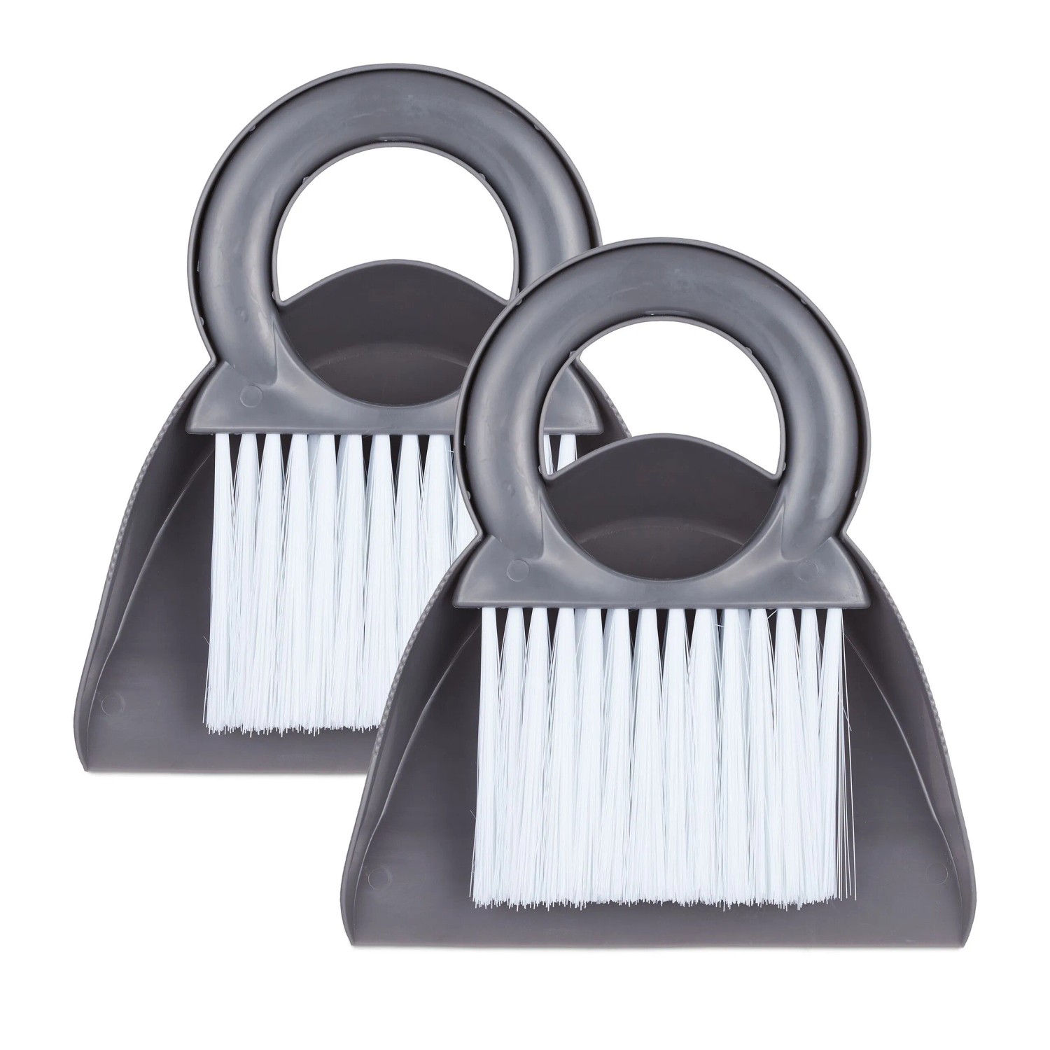 Relaxdays Tischkehrset 2er Set Kunststoff Grau Weiß Steckbar Aufhängbar 19 cm x 18 cm x 4,5 cm 110 g