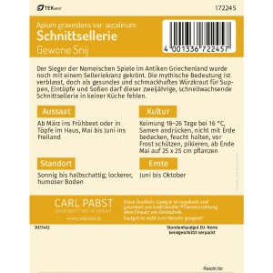 Pabst Keimkraft Schnittsellerie Saatgut Packung, aromatisch und ertragreich.