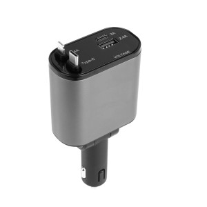 Apa KFZ-Ladeadapter 4 in 1, schwarz/grau, mit USB-A, Type-C, 120W Schnellladung und einstellbarem Winkel.