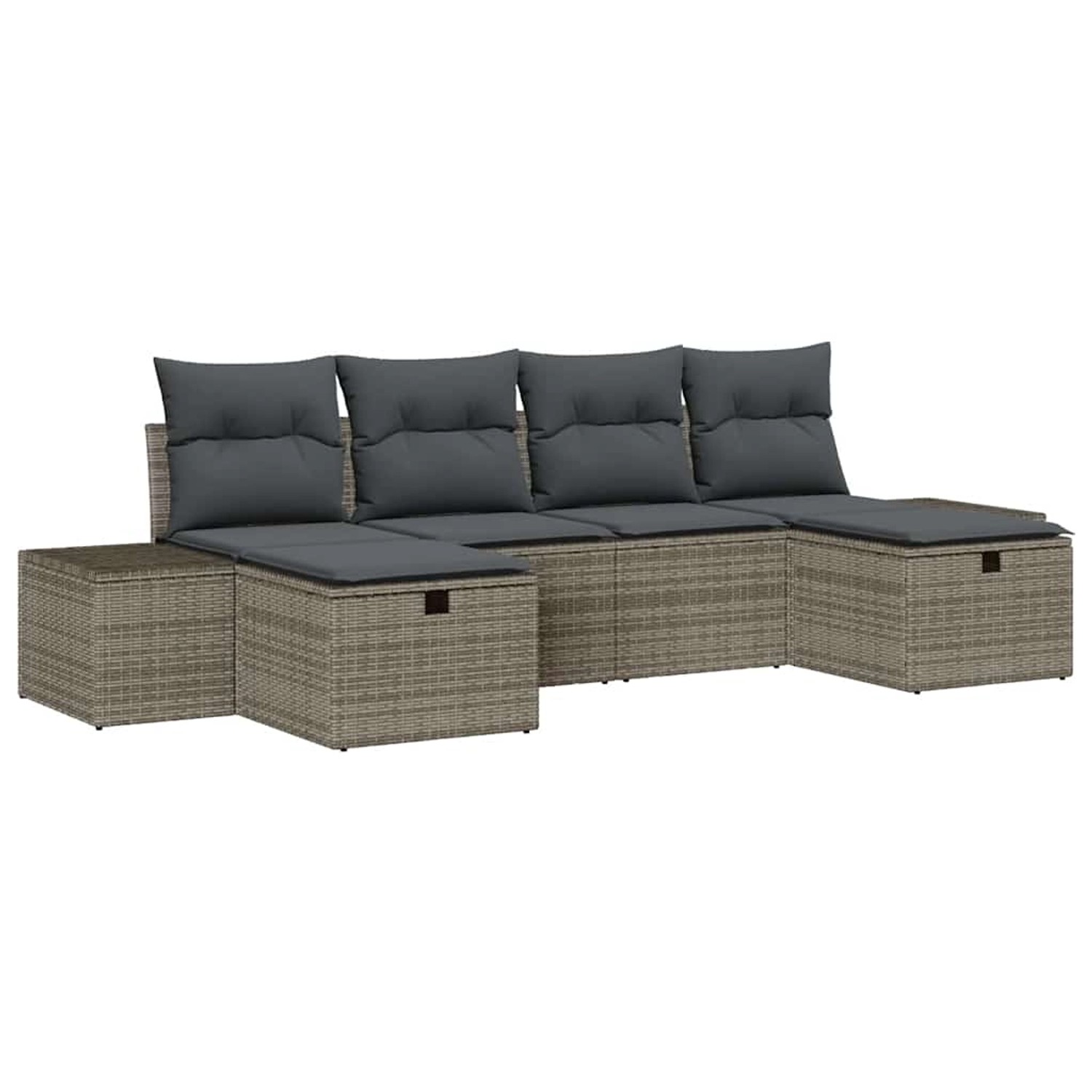 vidaXL Garten-Sofa-Set mit Kissen 6-Tlg Grau Poly Rattan 3359418 günstig online kaufen