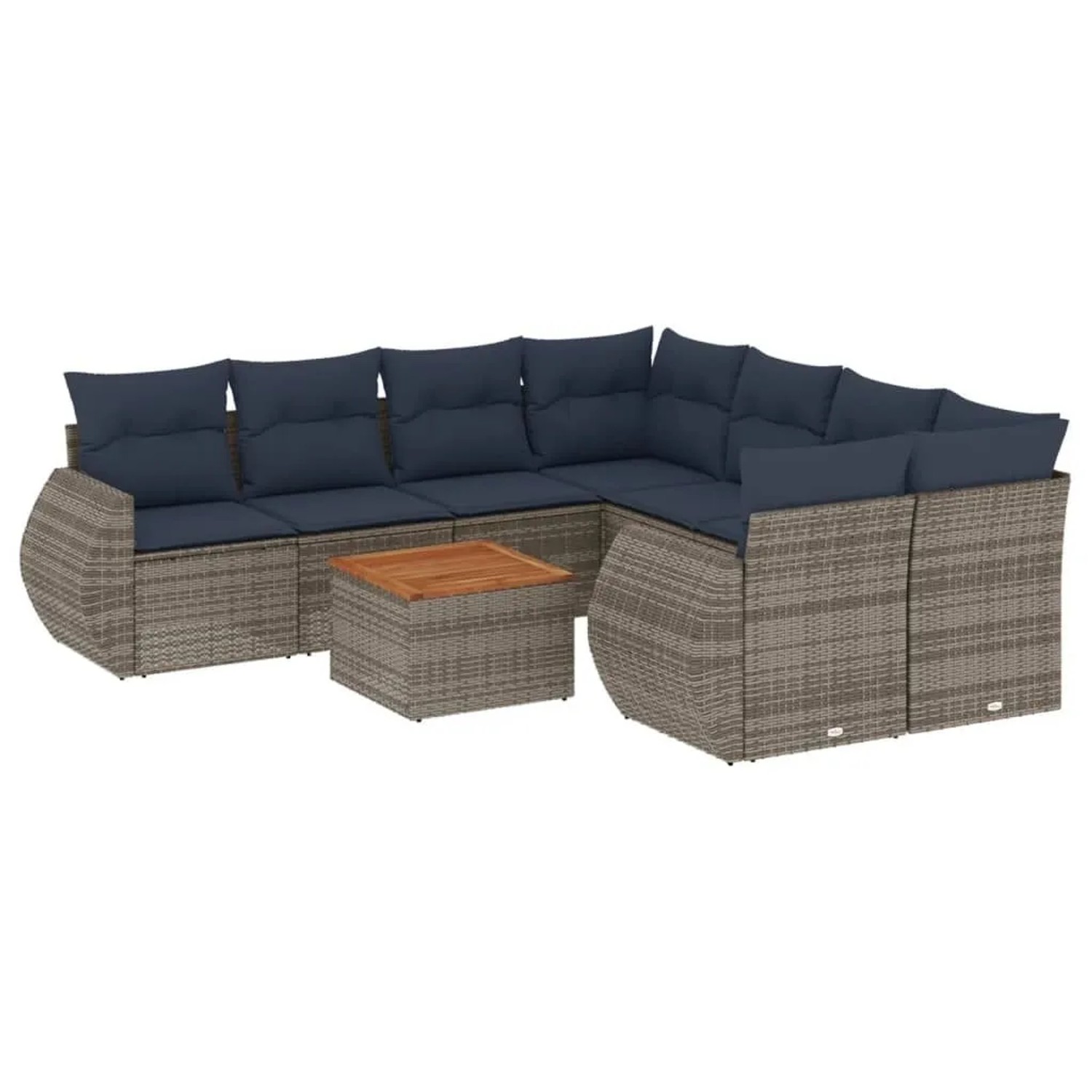 vidaXL 9-Tlg Gartensofa-Set mit Kissen Grau Polyrattan 3224934 günstig online kaufen
