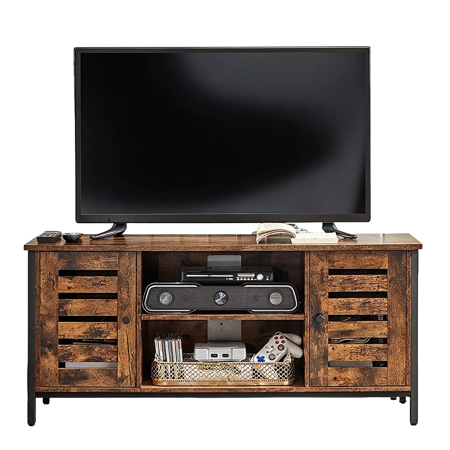 Songmics TV-Schrank Hanis 40 x 110 x 50 cm Braun-Schwarz günstig online kaufen